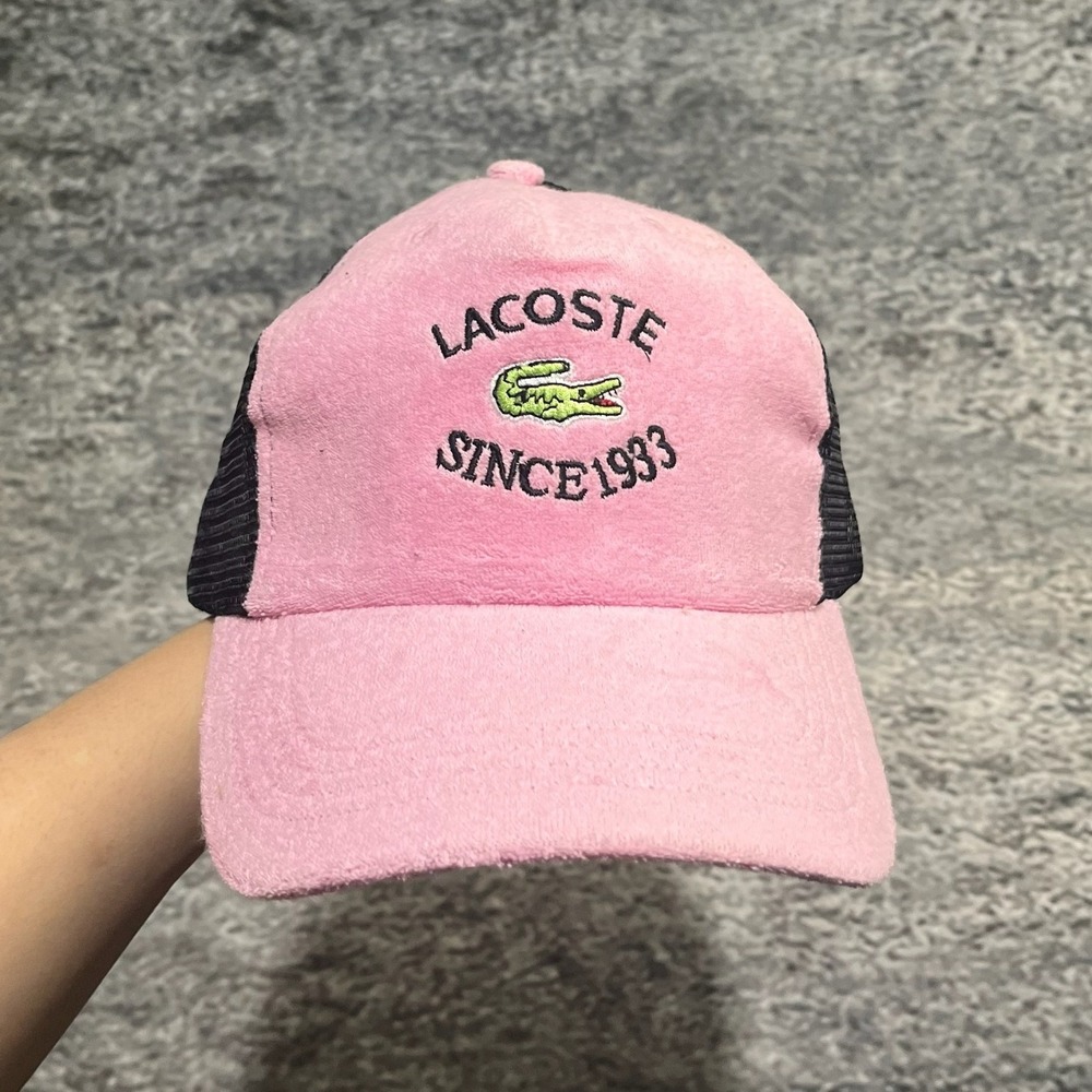 Lacoste Trucker Hat Embroidered Crocodile Acrylic Mesh Back Pink Adjustable